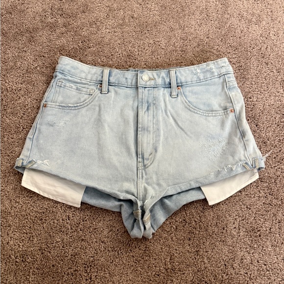 Wild Fable Short Women size 10 Light Blue Jean Cheeky Denim Folded Distressed - Picture 1 of 9